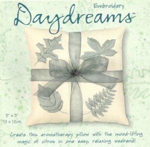 ANTIQUE BLUE LEAVES (aromatherapy pillow) - embroidery