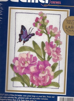FLORAL BUTTERFLY - crewel