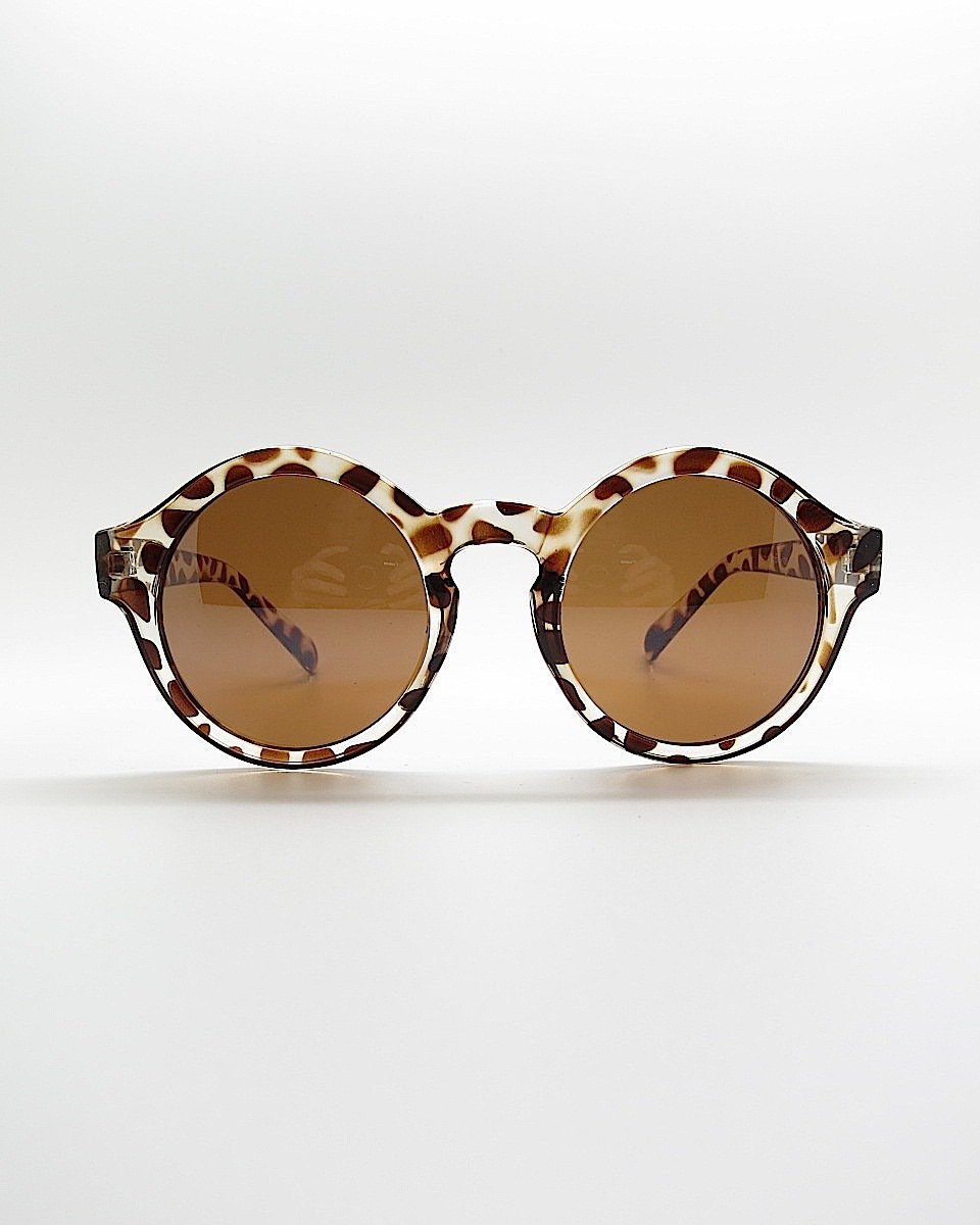 Leopard Print Round Sunglasses
