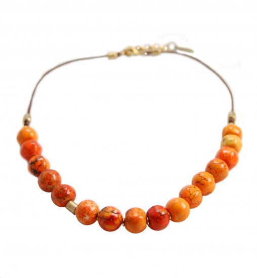 Stylish large orange coral bead necklace