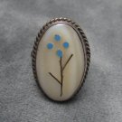 Pretty Shell and Inlay Silver Ring
