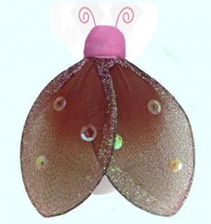 8"" Brown Pink Glitter Ladybug - nylon hanging ceiling wall baby nursery room wedding decor decorati