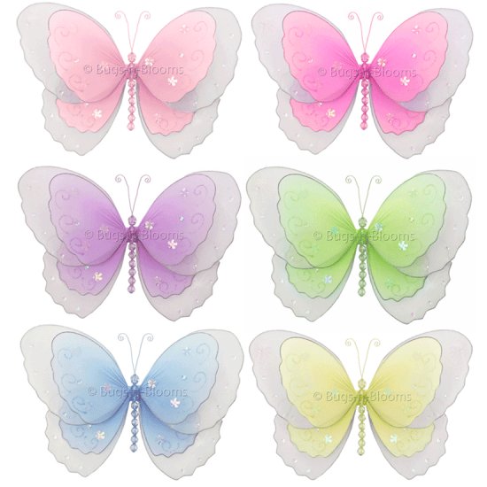 Download 10"" Lot Multi-Layered Butterflies 6 piece Set butterfly ...