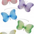 24"" Pink Purple Yellow Blue Green Sparkle Butterfly Mobile - nylon hanging ceiling wall baby nurser