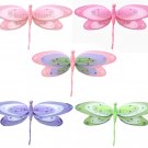 13" Triple Layered Dragonflies 5pc Set (Pink, Purple, Dk Pink, Green) decor decorations