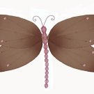 10"" Brown Pink Crystal Dragonfly - nylon hanging ceiling wall nursery bedroom decor decoration deco