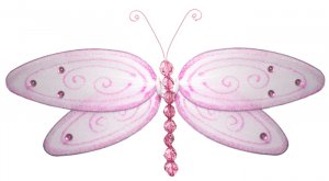 10"" Pink Glitter Dragonfly - nylon hanging ceiling wall nursery bedroom decor decoration decoration