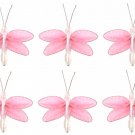 2"" Pink Mini Glitter Dragonfly Dragonflies 6pc set  - nylon hanging ceiling wall nursery bedroom de