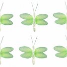2"" Green Mini Glitter Dragonfly Dragonflies 6pc set - nylon hanging ceiling wall nursery bedroom de
