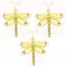 3"" Yellow Mini Wire Bead Dragonfly Dragonflies 3pc set - nylon hanging ceiling wall nursery bedroom