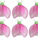 2"" Green Pink Mini Glitter Ladybugs 6pc set - nylon hanging ceiling wall nursery bedroom decor deco
