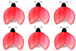 2"" Red Black Mini Glitter Ladybugs 6pc set - nylon hanging ceiling wall nursery bedroom decor decor