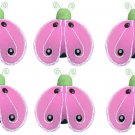2"" Green Pink Mini Shimmer Ladybugs 6pc set - nylon hanging ceiling wall nursery bedroom decor deco