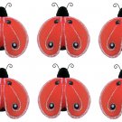 2"" Red Black Mini Shimmer Ladybugs 6pc set - nylon hanging ceiling wall nursery bedroom decor decor