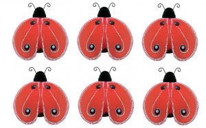 2"" Red Black Mini Shimmer Ladybugs 6pc set - nylon hanging ceiling wall nursery bedroom decor decor