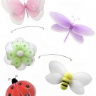 24"" Multi Layered Butterfly Dragonfly Ladybug Flower Bee Mobile - nylon hanging ceiling wall nurser