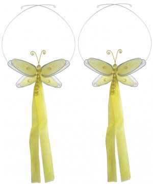 Yellow Multi-Layered Dragonfly Curtain Tieback Pair / Set - holder tiebacks tie backs nursery bedroo