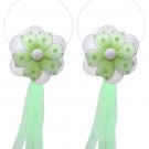 Green Multi Layered Daisy Flower Curtain Tieback Pair / Set - holder tiebacks tie backs nursery bedr