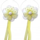 Yellow Multi Layered Daisy Flower Curtain Tieback Pair / Set - holder tiebacks tie backs nursery bed