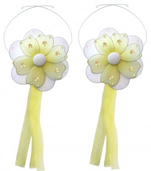Yellow Multi Layered Daisy Flower Curtain Tieback Pair / Set - holder tiebacks tie backs nursery bed