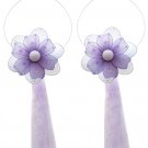 Purple Multi Layered Daisy Flower Curtain Tieback Pair / Set - holder tiebacks tie backs nursery bed