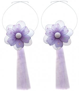 Purple Multi Layered Daisy Flower Curtain Tieback Pair / Set - holder tiebacks tie backs nursery bed