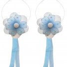 Blue Multi Layered Daisy Flower Curtain Tieback Pair / Set - holder tiebacks tie backs nursery bedro