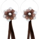Brown Multi Layered Daisy Flower Curtain Tieback Pair / Set - holder tiebacks tie backs nursery bedr