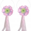 Pink Purple Green Triple Layered Daisy Flower Curtain Tieback Pair / Set - holder tiebacks tie backs