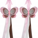 Pink Brown White Triple Layered Butterfly Curtain Tieback Pair / Set - holder tiebacks tie backs nur