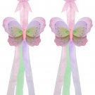 Pink Purple Green Triple Layered Butterfly Curtain Tieback Pair / Set - holder tiebacks tie backs nu