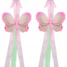 Dark Pink Green Pink Triple Layered Butterfly Curtain Tieback Pair / Set - holder tiebacks tie backs