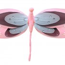 13"" Pink, Brown & White Triple Layered Dragonfly - nylon hanging ceiling wall nursery bedroom decor