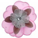 10"" Pink, Brown & White Triple Layered Daisy Flower nylon hanging ceiling wall baby nursery room de
