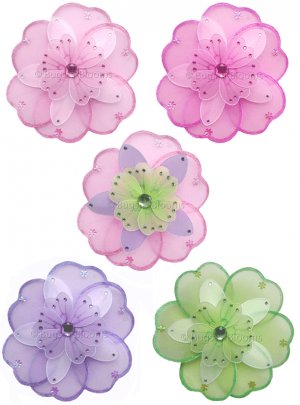 10"" Triple Layered Flowers 5pc Set - nylon hanging ceiling wall nursery bedroom decor decoration de