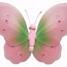 10"" Green Pink Two-Tone Butterfly - nylon hanging ceiling wall nursery bedroom decor decoration dec
