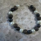 Black Brown and Pearl Beaded Braclet