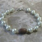 Pearl and Wooden Beaded Bracelet