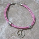 Pink Peace Sign Charm Bracelet