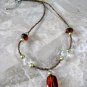 Gold, Brown & White Beaded Necklace