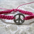 Pink Peace Sign Hemp Bracelet