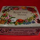 Vintage Bless This House Carr's Carrs Biscuits Cookie Tin Flowers