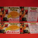 Vintage Russia Russian BC. Doukhobors Dukhobor Glade British Columbia Borsch Labels Souvenir