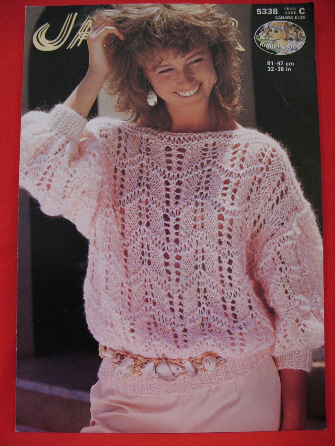 Vintage Jaeger Slash Neck Sweater Knitting Pattern Ladies Sizes 32 38