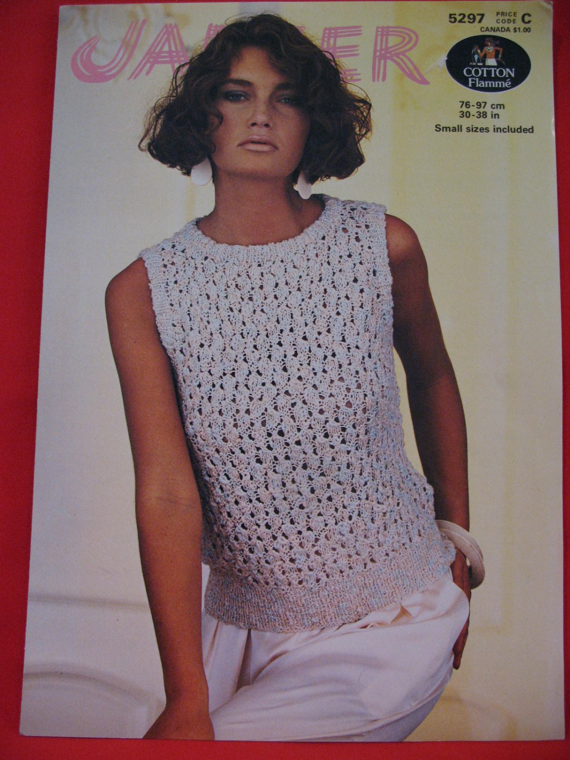 Vintage Jaeger Lace Lacy Sleeveless Sweater Top Knitting Pattern Ladies ...