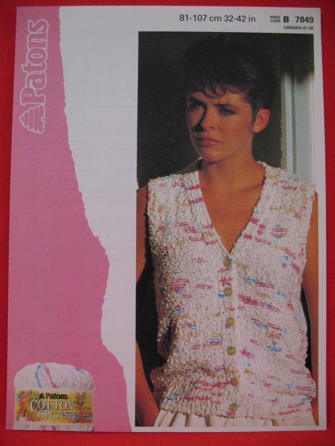 Vintage Patons Sleeveless Cardigan Sweater Knitting Pattern Ladies