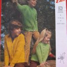 Vintage Emu Double Knitting Pattern Childrens Zipper or Cardigan Sweaters Sizes 22 - 35 Inches