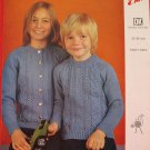 Vintage Emu Double Knitting Pattern Childrens Pullover Jumper Cardigan Sweaters Sizes 22 - 36 Inches