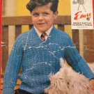 Vintage Emu Double Knitting Pattern Childrens Pullover Sweater Sizes 23 - 27 Inches