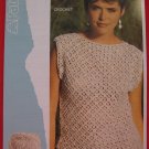 Patons Lady's Slash Neck Sweater Top Vintage Crochet Pattern Ladies Sizes 32" - 38"